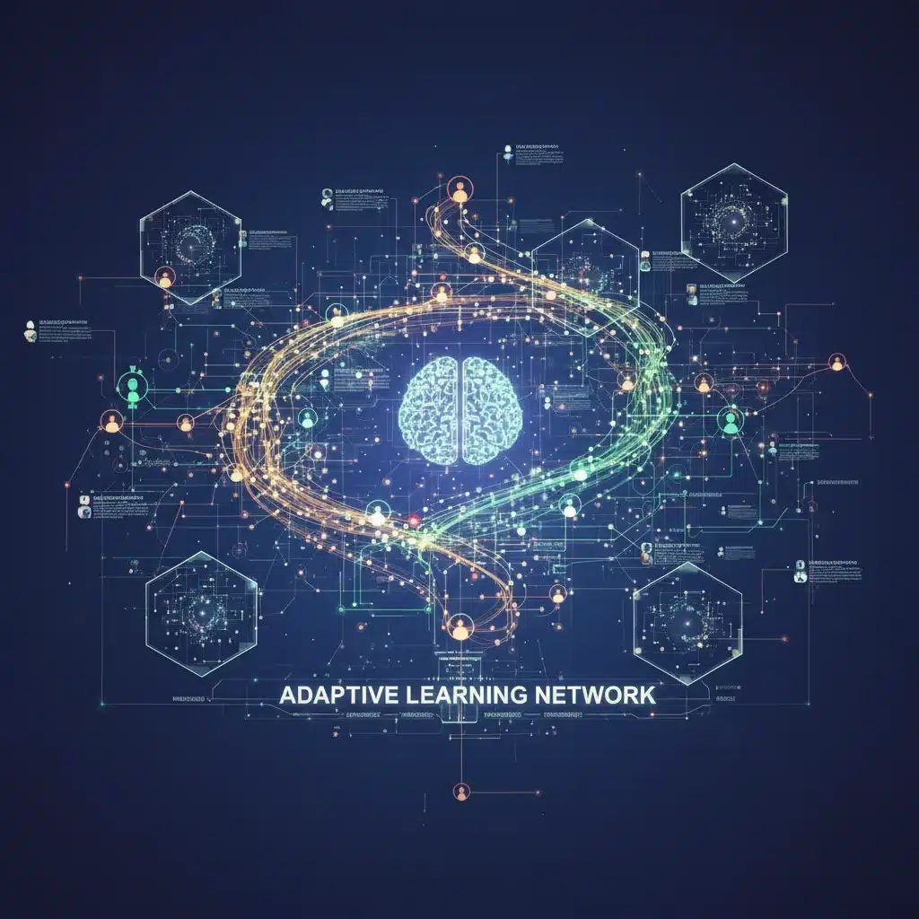 Visual representation of AI-driven adaptive learning pathways and data algorithms