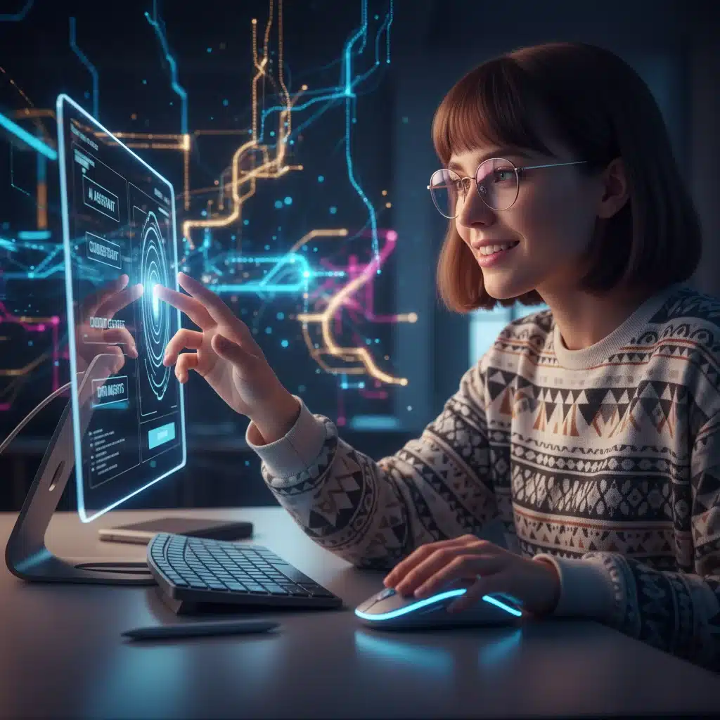 Content creator utilizing AI tools for enhanced digital storytelling