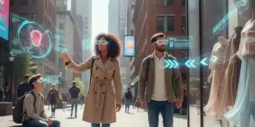 Augmented Reality in Everyday Life: A 2026 Comparison of Consumer AR Applications and Their Practical Benefits People using augmented reality glasses in an urban environment, showcasing various consumer AR applications like navigation, virtual try-on, and educational content.