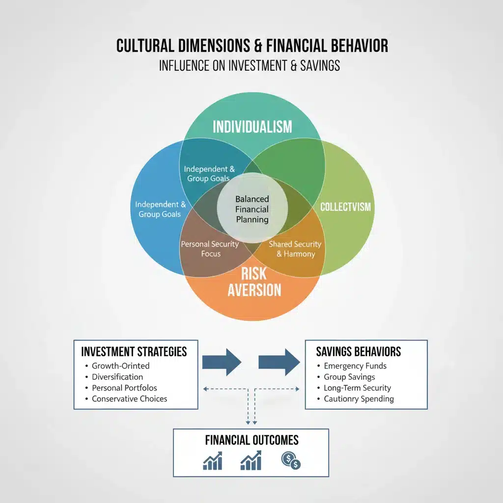 Infographic showing cultural dimensions influencing financial outcomes.