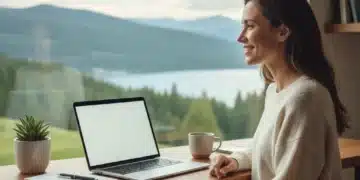 Achieve Digital-Life Balance in 2026: Your 5-Step Guide to Reclaiming Time Woman achieving digital-life balance at modern workspace