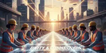 Restoring Trust: 5 Practical Steps for Rebuilding Social Cohesion by 2026 Diverse community building a bridge of light, symbolizing trust and social cohesion.