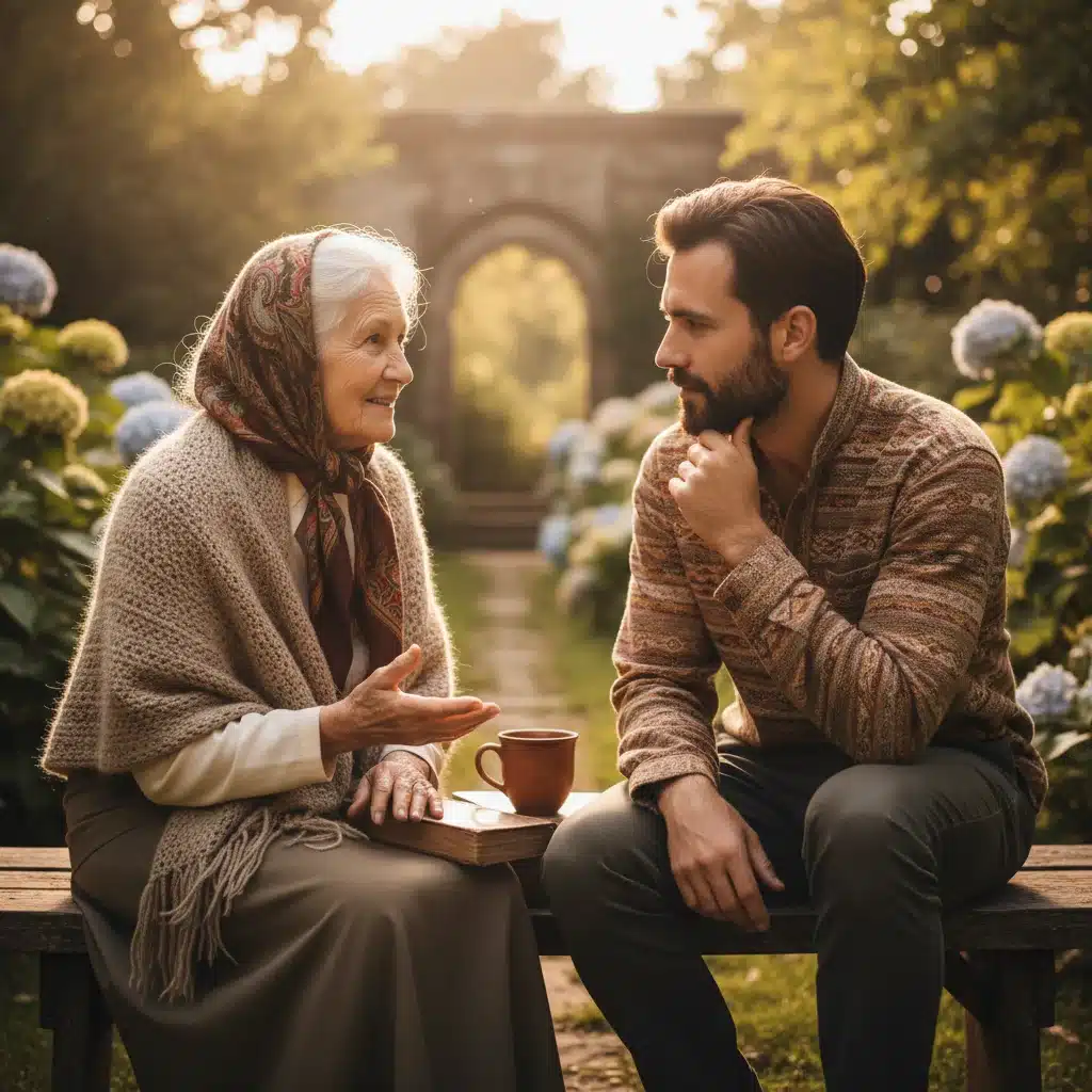 Intergenerational conversation demonstrating empathy and respect