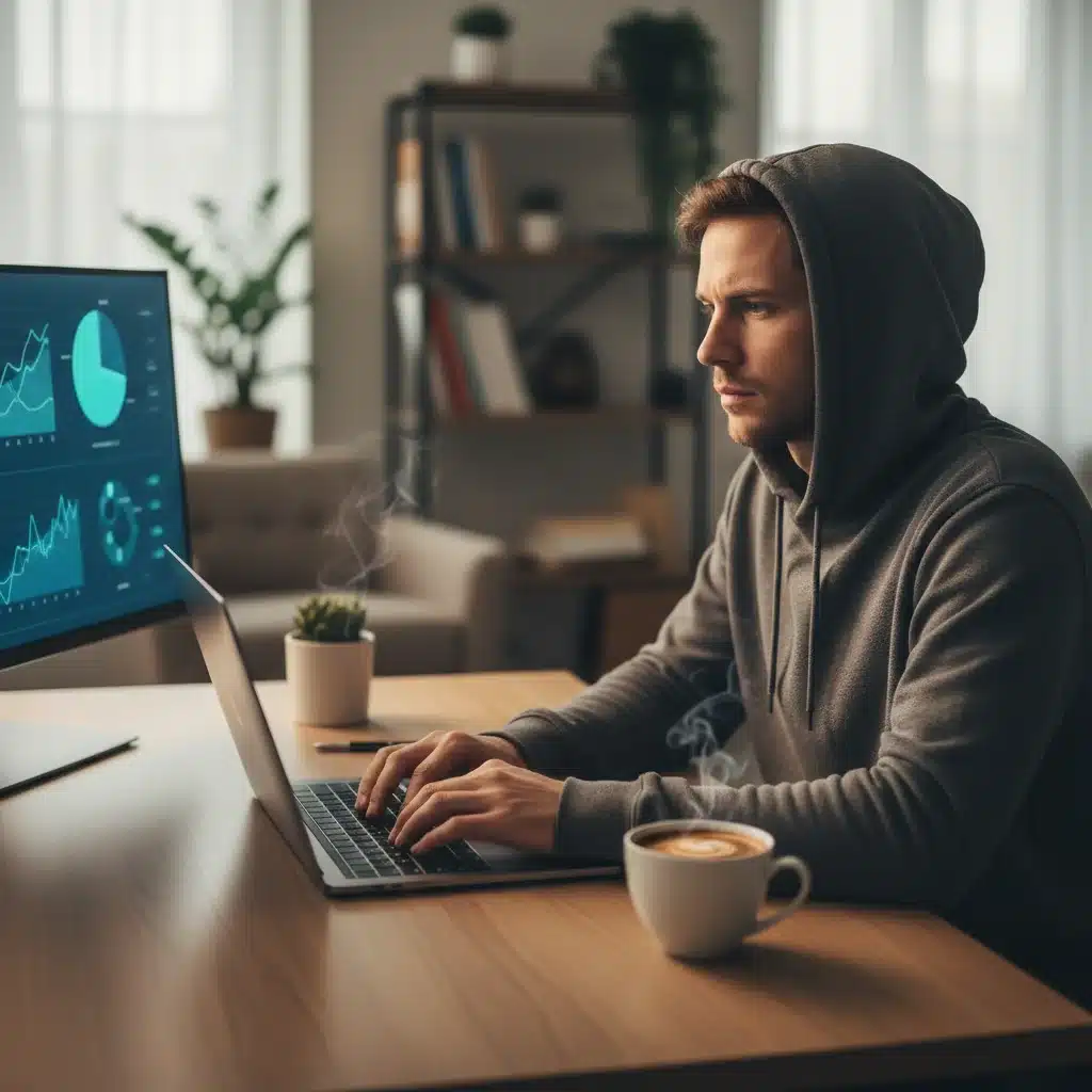 Freelancer working remotely, illustrating financial autonomy and flexible career path.