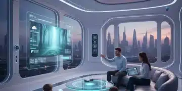 Achieving 90% Smart Home Automation by 2026: The Ultimate Guide Futuristic smart home living room with integrated technology