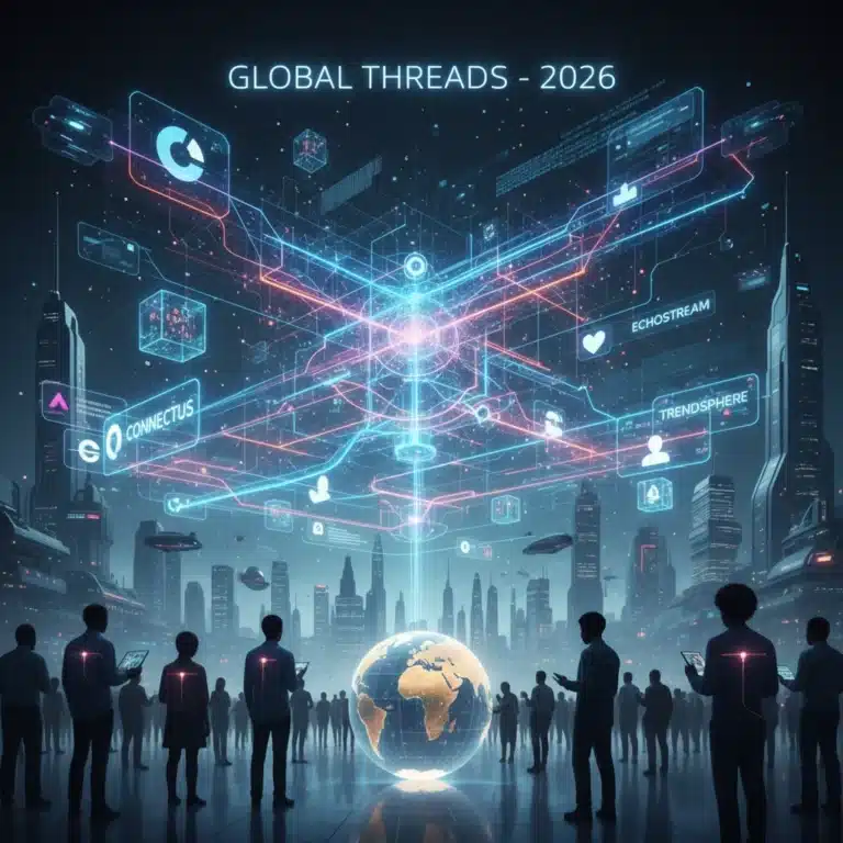 Global digital network influencing public opinion, futuristic social media impact