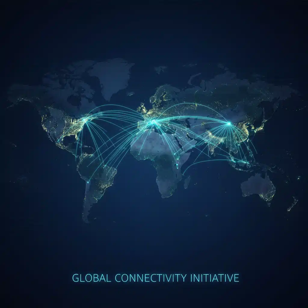 Global network infrastructure connecting diverse geographical regions