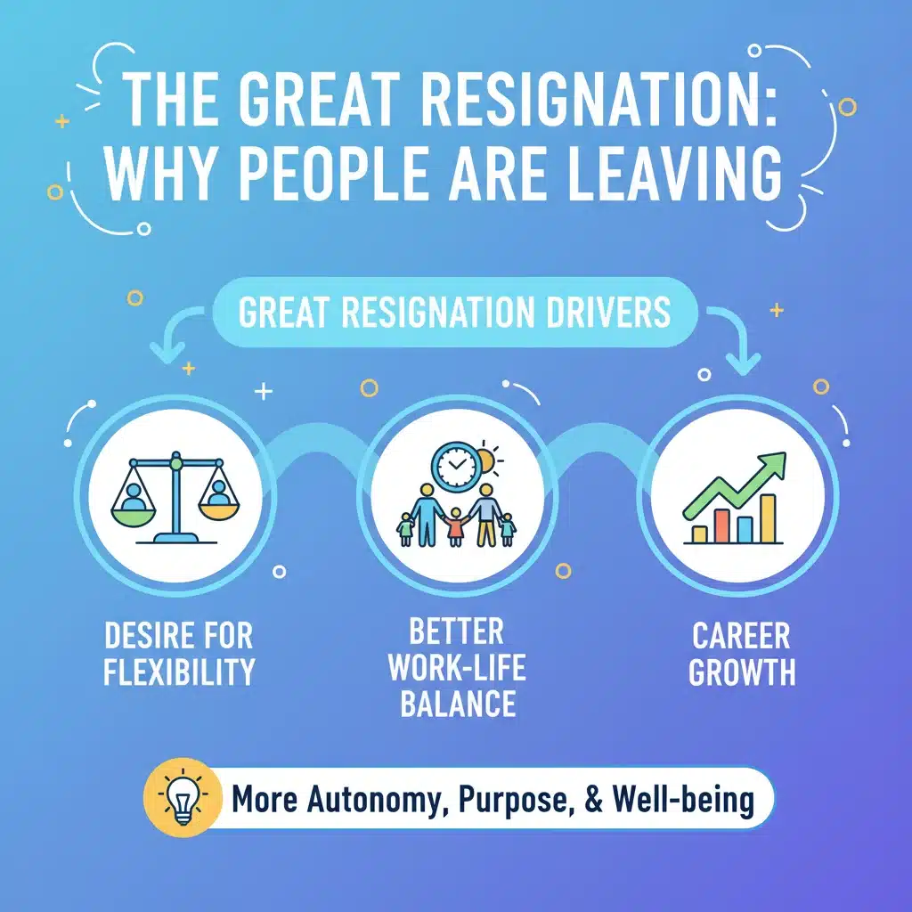 Infographic of Great Resignation drivers and motivations