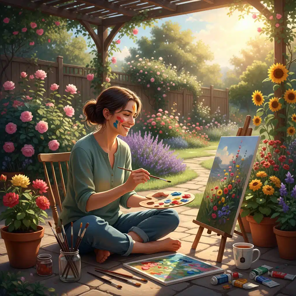 Person enjoying hobby, no screens, digital well-being