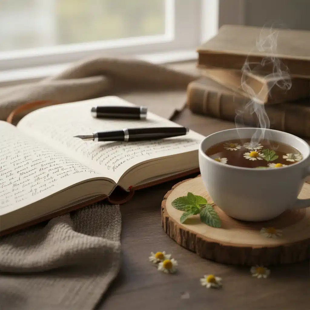 Journaling and tea during digital detox