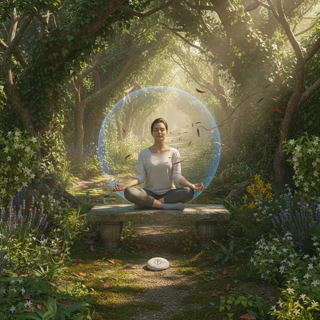 Person meditating in nature for mental clarity and stress reduction