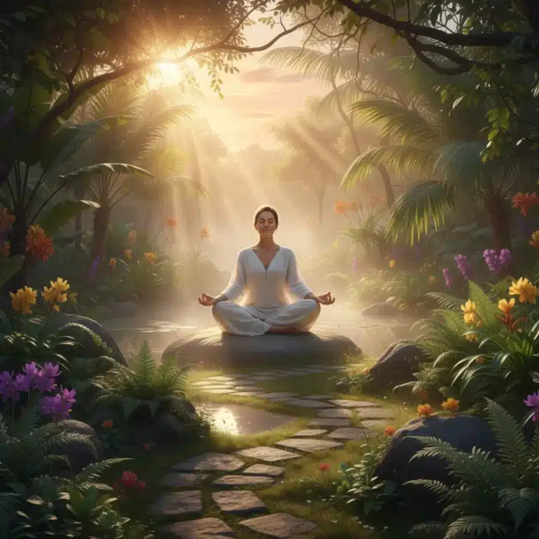 Person meditating at sunrise, promoting daily habits for well-being