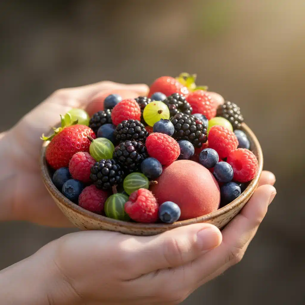 Hands holding fresh berries, symbolizing mindful eating