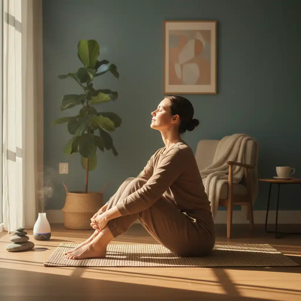 Person stretching, practicing light yoga for post-work relaxation.