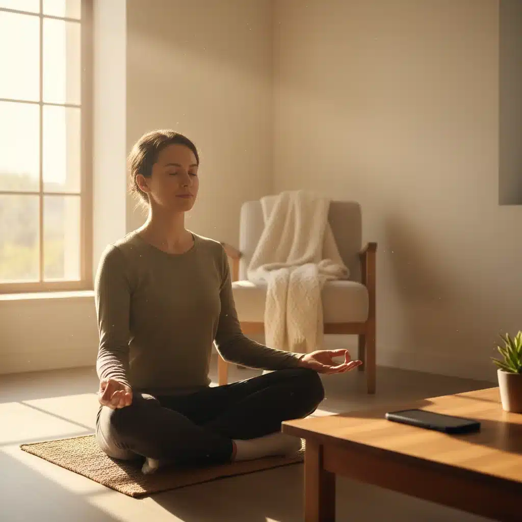 Person meditating with phone disconnected for mindfulness