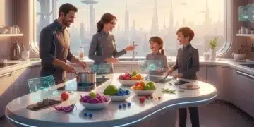 Modern kitchen with smart appliances and fresh ingredients, symbolizing the evolution of home cooking in 2026.
