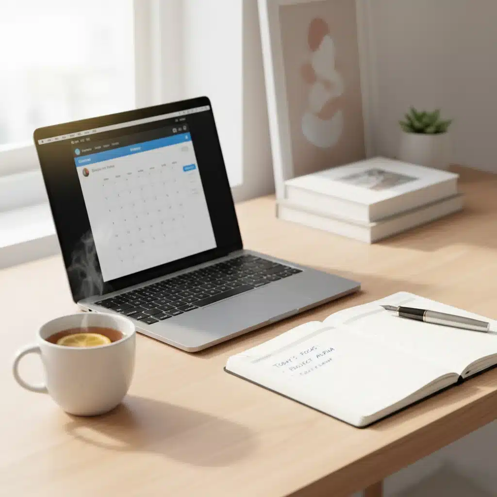 Organized desk with productivity tools for efficient work