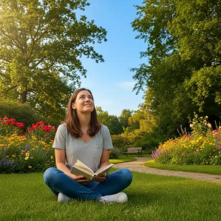 Person enjoying nature during digital detox