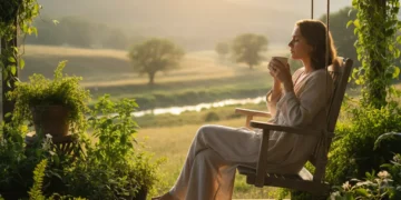 Slow Living Movement: Embracing Deliberate Pacing in 2026 Person enjoying a quiet moment on a porch, embracing slow living principles.