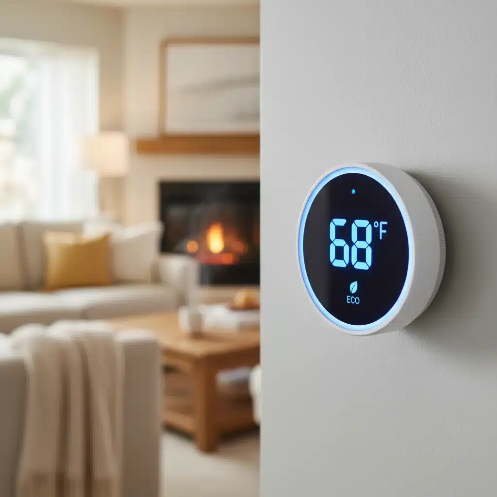 Smart thermostat displaying energy-saving settings in a modern home