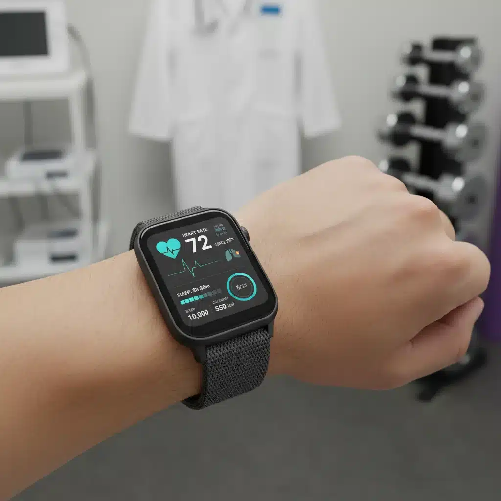 Advanced smartwatch displaying detailed health metrics on a person's wrist