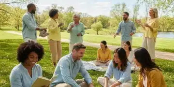 Adults enjoying non-digital activities outdoors, illustrating a successful digital detox.