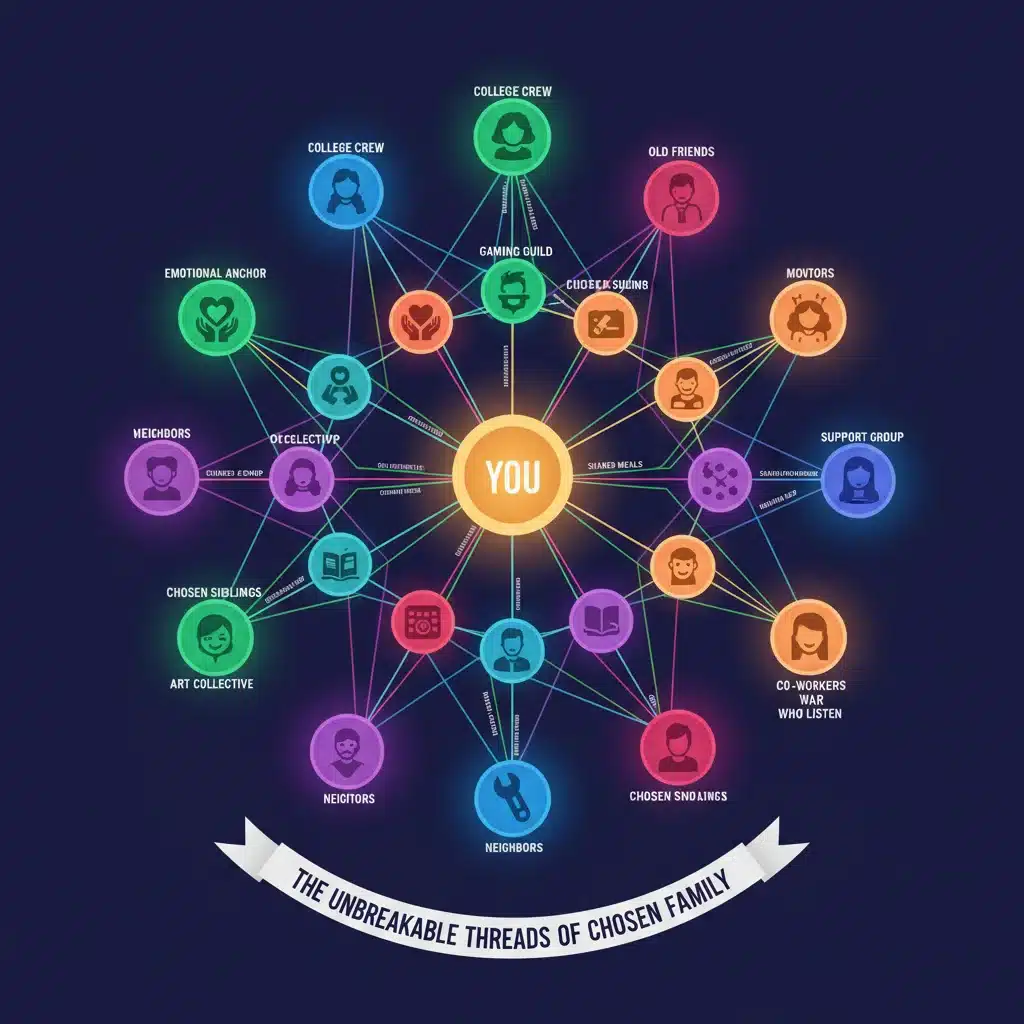 Social network of chosen family and friends providing mutual support.