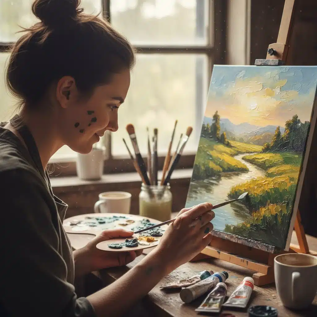 Person engaged in a creative hobby, illustrating the benefits of non-screen activities.