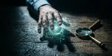 A hand interacting with a glowing, intricate network of digital data streams, symbolizing the rapid and interconnected nature of modern cultural shifts and their impact on daily life and social dynamics.