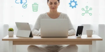 Mastering Digital Decluttering: Reclaim Your Online Space for Enhanced Productivity in 2026 Organized desk with laptop and digital devices, symbolizing digital decluttering and productivity.