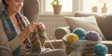 Reclaiming Offline Hobbies: A 2026 Revival of Analog Activities for Daily Enrichment Person knitting in a cozy room, symbolizing the joy of offline hobbies.