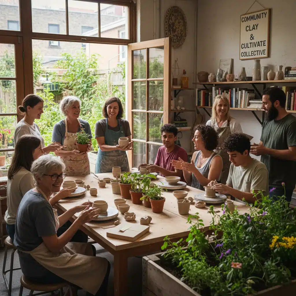 People collaborating in a local interest-based micro-community workshop.