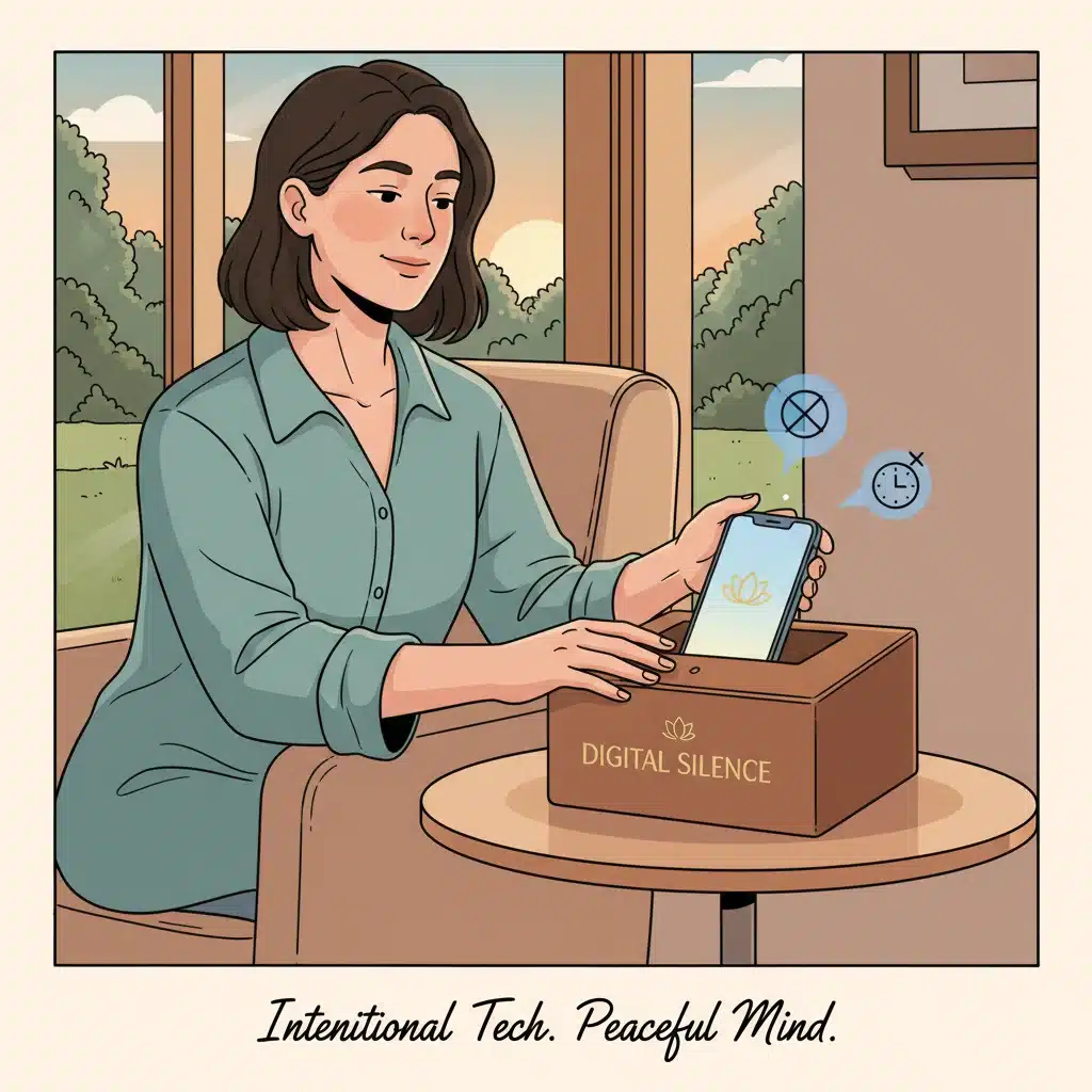 Person setting phone boundaries for digital well-being